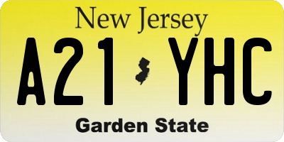 NJ license plate A21YHC