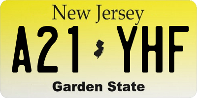 NJ license plate A21YHF