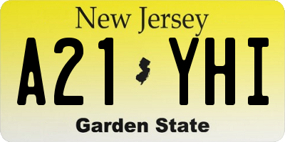 NJ license plate A21YHI