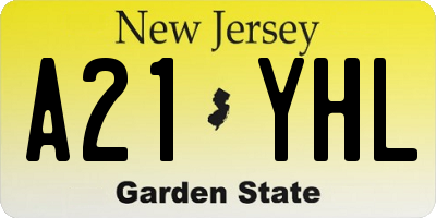 NJ license plate A21YHL