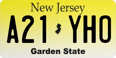 NJ license plate A21YHO