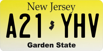 NJ license plate A21YHV