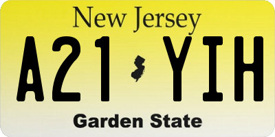 NJ license plate A21YIH