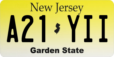 NJ license plate A21YII