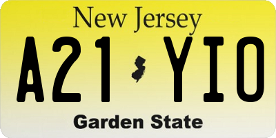NJ license plate A21YIO