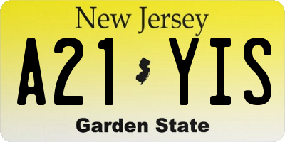 NJ license plate A21YIS