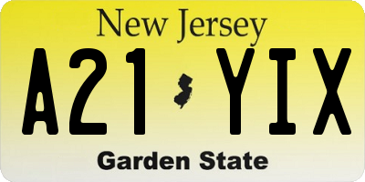 NJ license plate A21YIX
