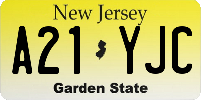 NJ license plate A21YJC