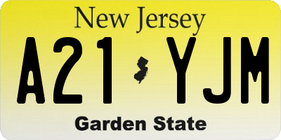 NJ license plate A21YJM