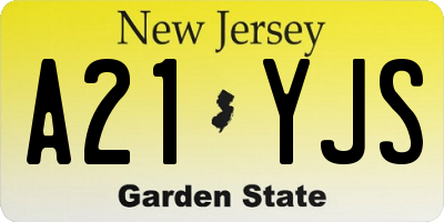 NJ license plate A21YJS