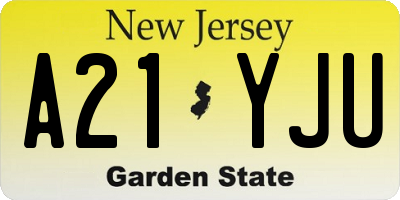 NJ license plate A21YJU
