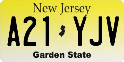NJ license plate A21YJV