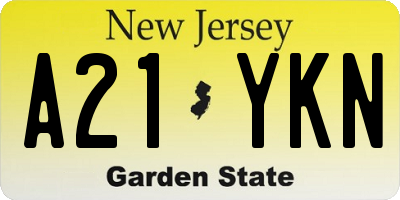 NJ license plate A21YKN