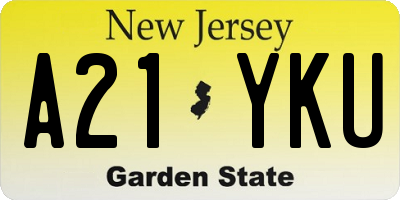 NJ license plate A21YKU