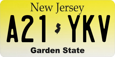 NJ license plate A21YKV