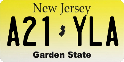 NJ license plate A21YLA