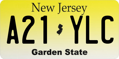 NJ license plate A21YLC