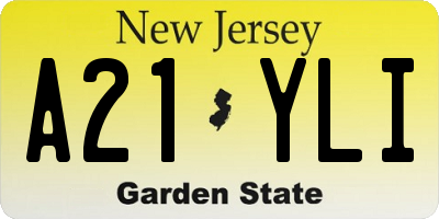 NJ license plate A21YLI