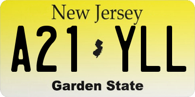 NJ license plate A21YLL