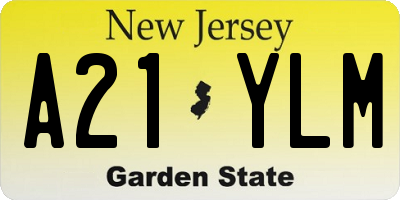 NJ license plate A21YLM