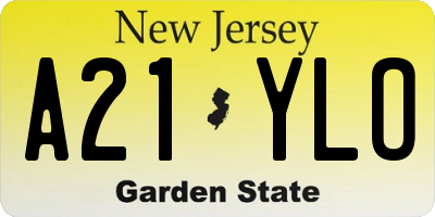 NJ license plate A21YLO