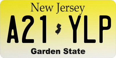 NJ license plate A21YLP