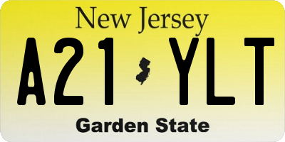 NJ license plate A21YLT