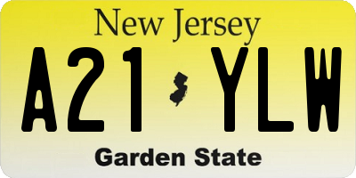 NJ license plate A21YLW