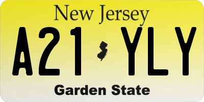 NJ license plate A21YLY