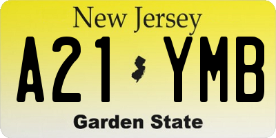 NJ license plate A21YMB
