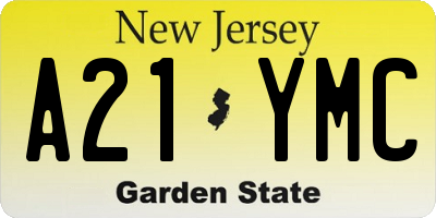 NJ license plate A21YMC