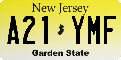 NJ license plate A21YMF