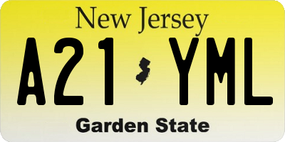 NJ license plate A21YML