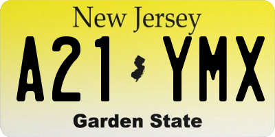 NJ license plate A21YMX