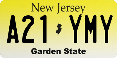 NJ license plate A21YMY