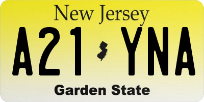 NJ license plate A21YNA