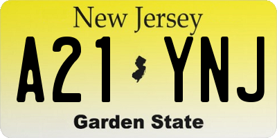 NJ license plate A21YNJ