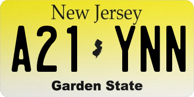 NJ license plate A21YNN