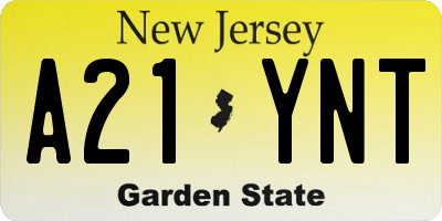 NJ license plate A21YNT