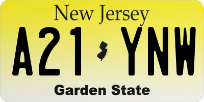 NJ license plate A21YNW