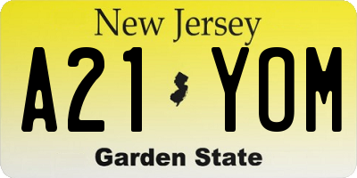 NJ license plate A21YOM