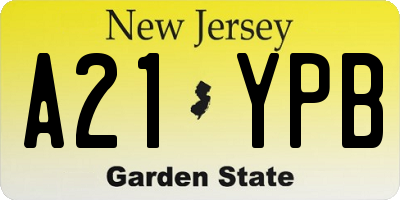 NJ license plate A21YPB