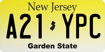 NJ license plate A21YPC