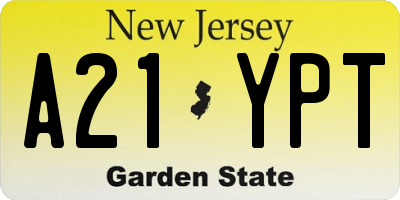 NJ license plate A21YPT