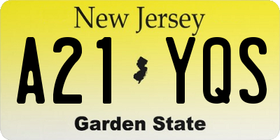 NJ license plate A21YQS