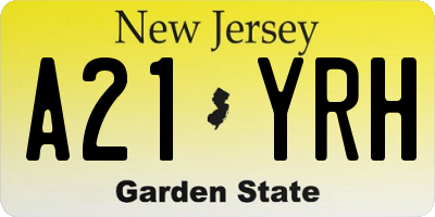 NJ license plate A21YRH