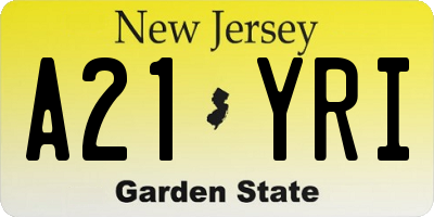 NJ license plate A21YRI