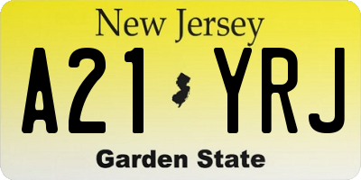 NJ license plate A21YRJ