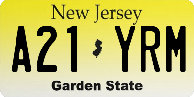 NJ license plate A21YRM