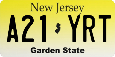 NJ license plate A21YRT